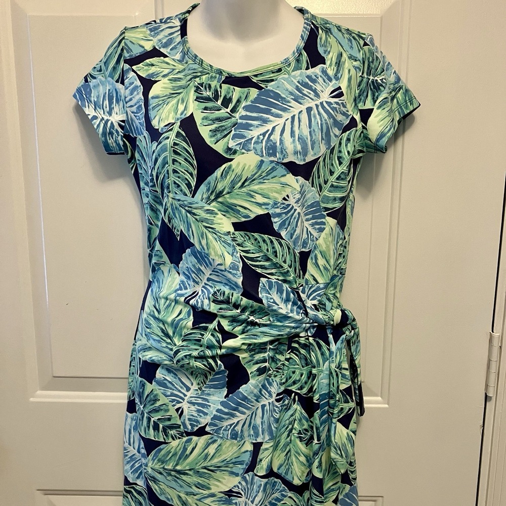 J. McLaughlin Size XS Elora Catalina Dress Blue Green Leaves Women's‎